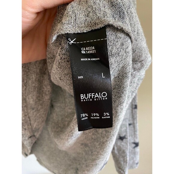 Buffalo David Bitton Grey Star Long Sleeve Top Size Large - Picture 5 of 7